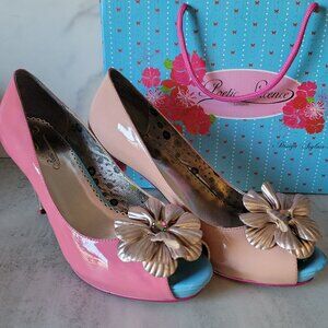 Poetic Licence Women's Summer Bloom Heels Shoes Peach Fuchsia Multi-Color 8.5us